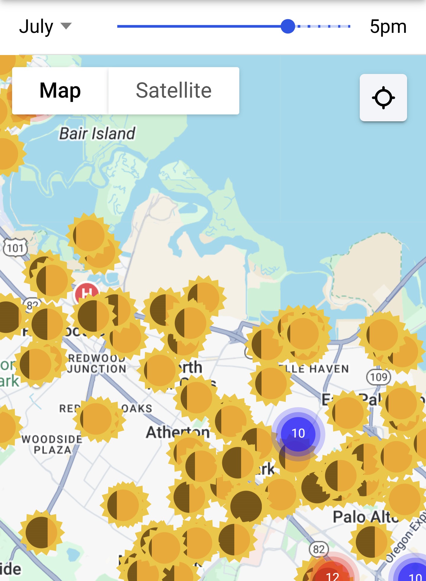 PlayShade map showing playground sun and shade levels across North America